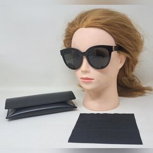 Saint Laurent Women's Sunglasses Black Gold YSL Temple Logo SL M29 003 52-21-140